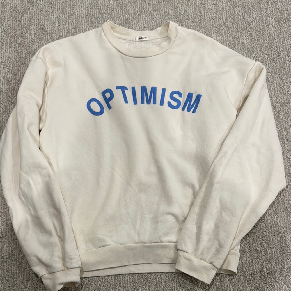 Madhappy Blue and White Crewneck Sweater Optimism